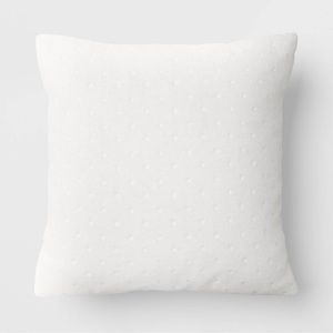 Threshold Bundle of 2 Quilted White Velvet Square Throw Pillows